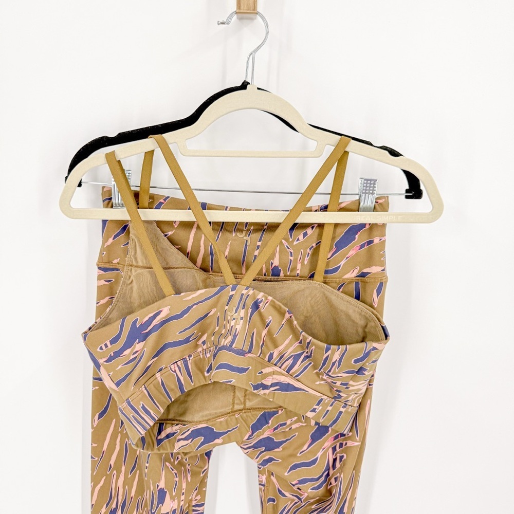 JoyLab Tan and Blue Patterned Leggings and Sports bra